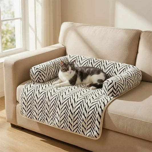 Tapis Panier Chat Zébré – Rebords Surélevés, Protège Canapé