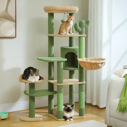 Arbre à Chat Haut 150 cm Multi-Niveaux avec Niche, Hamac et Sisal