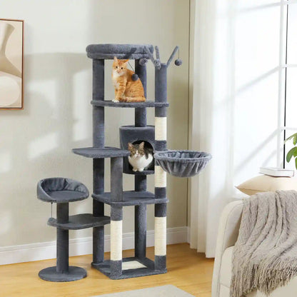 Arbre à Chat Haut 150 cm Multi-Niveaux avec Niche, Hamac et Sisal