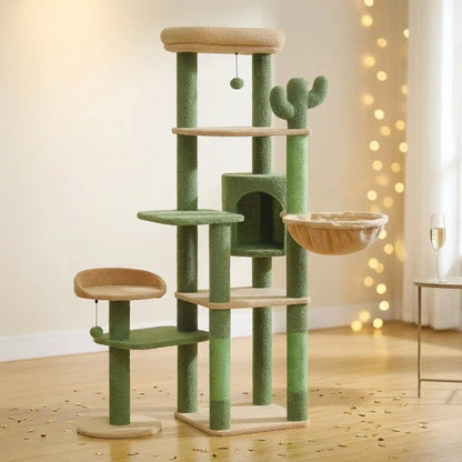 Arbre à Chat Haut 150 cm Multi-Niveaux avec Niche, Hamac et Sisal