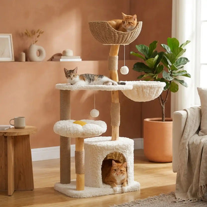 Arbre à Chat Design Fleur et Panier