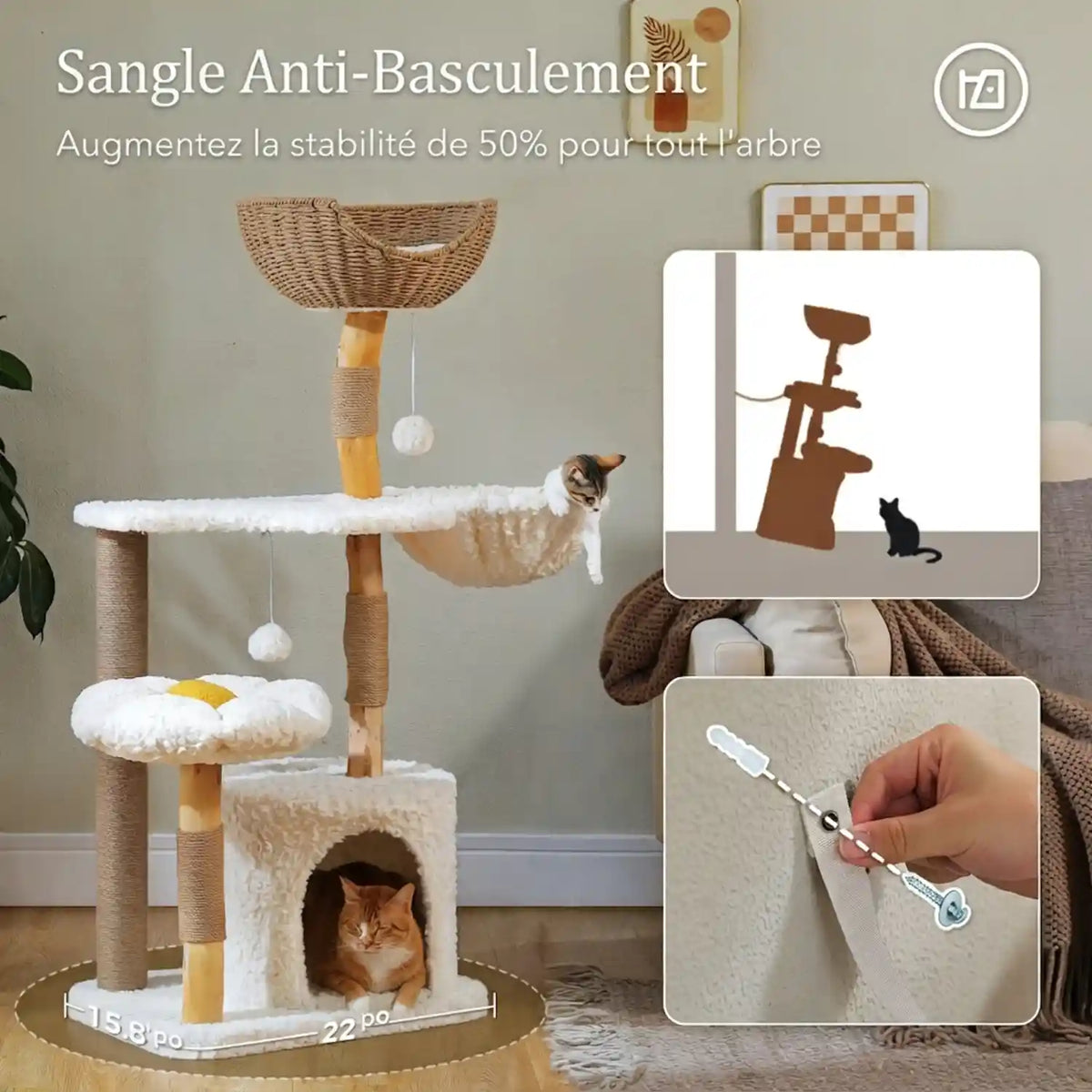 Arbre à Chat Design Fleur et Panier