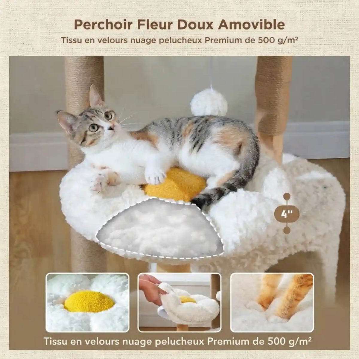 Arbre à Chat Design Fleur et Panier