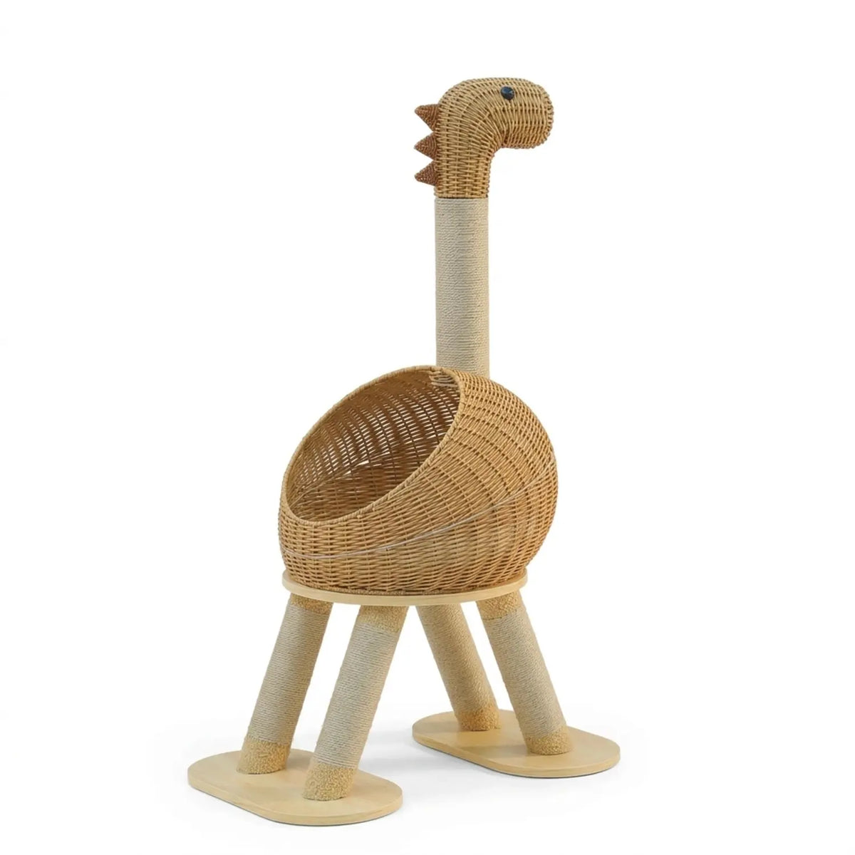 Arbre à Chat Original Forme Dinosaure en Osier Tressé