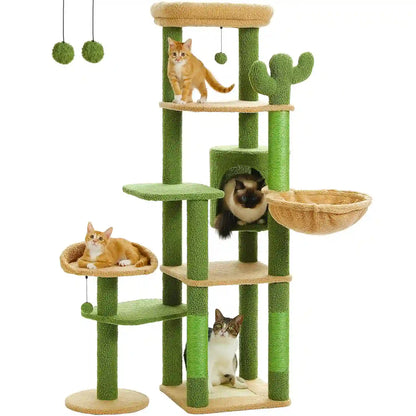 Arbre à Chat Haut 150 cm Multi-Niveaux avec Niche, Hamac et Sisal