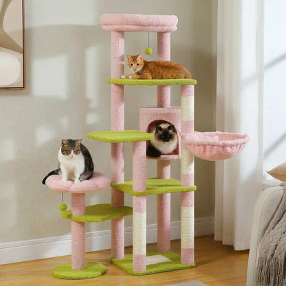 Arbre à Chat Haut 150 cm Multi-Niveaux avec Niche, Hamac et Sisal