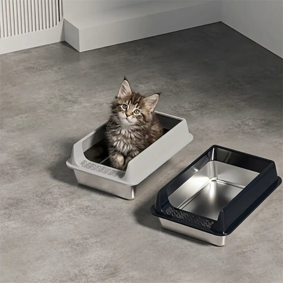 Bac a litiiere chat inox 