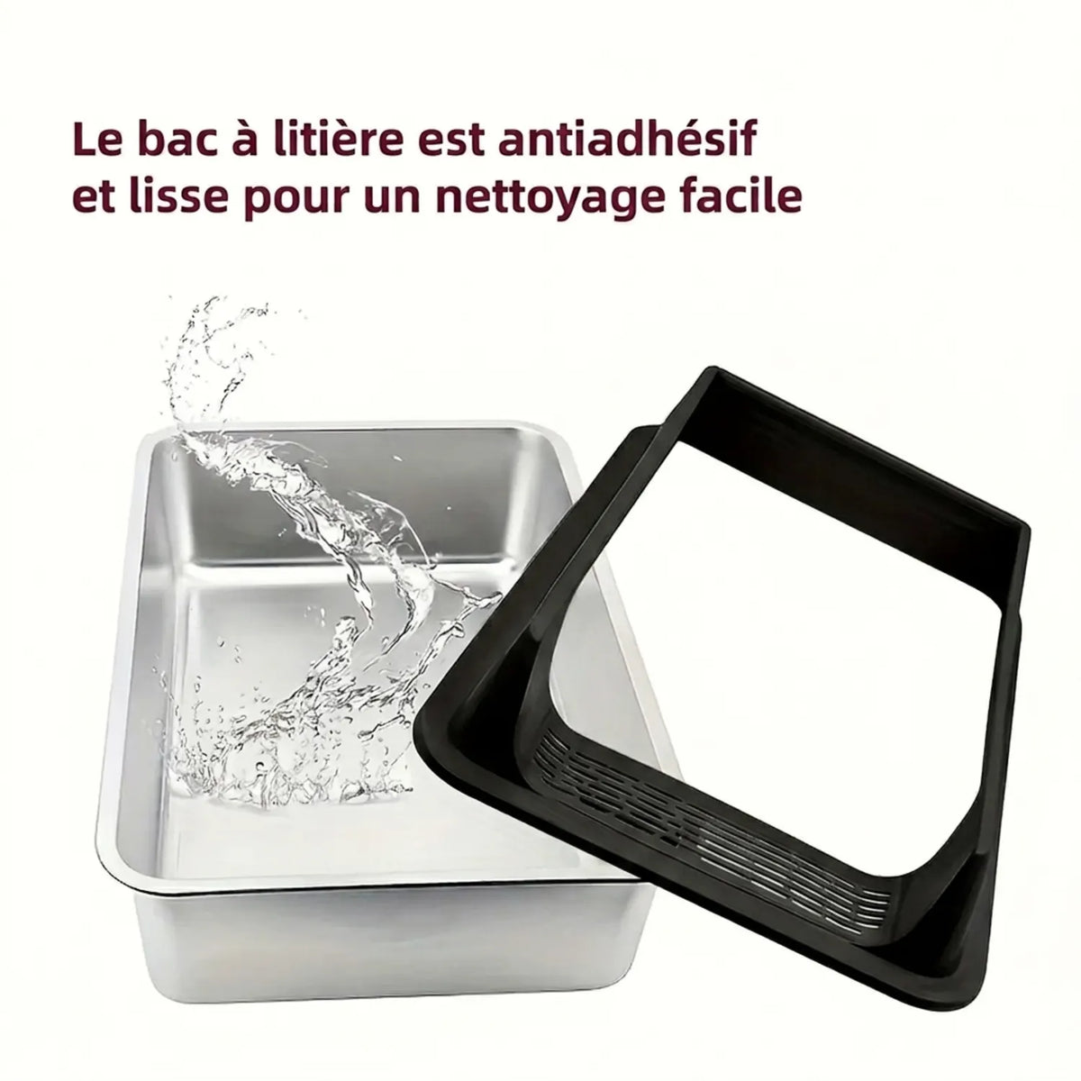 Bac a litiiere chat inox 