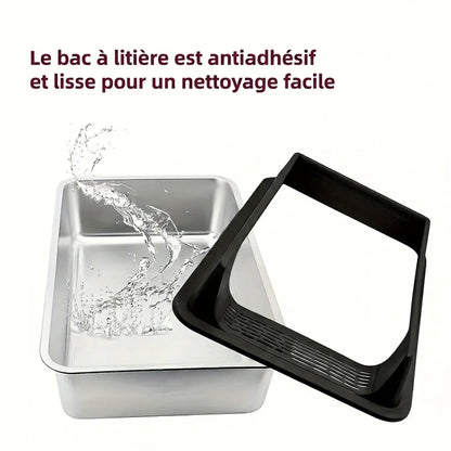 Bac a litiiere chat inox 
