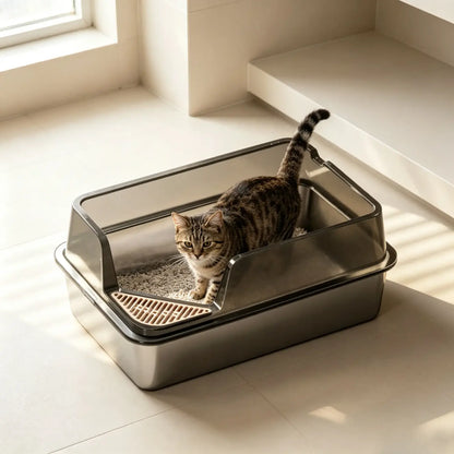 Bac a litière pour chat inox xl