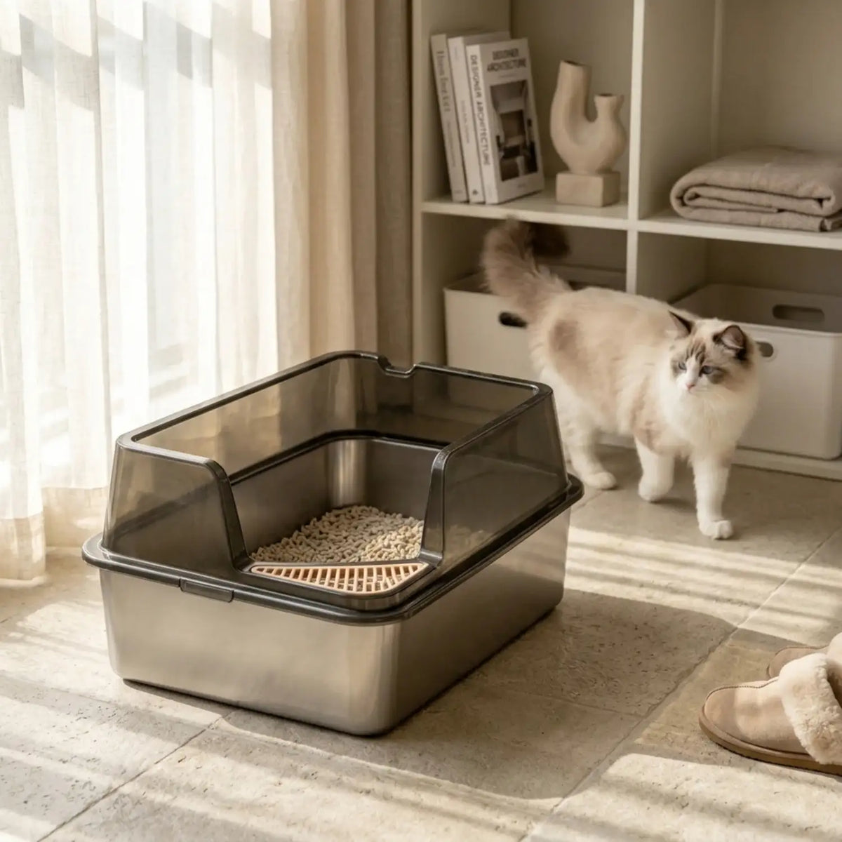 Bac a litière pour chat inox xl