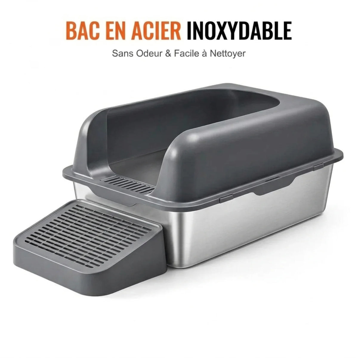 Bac a litiere à Chat  XL inox  