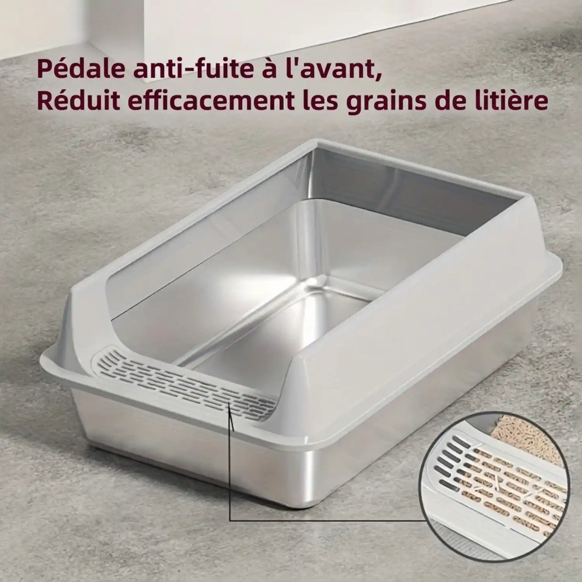 Bac a litiiere chat inox 