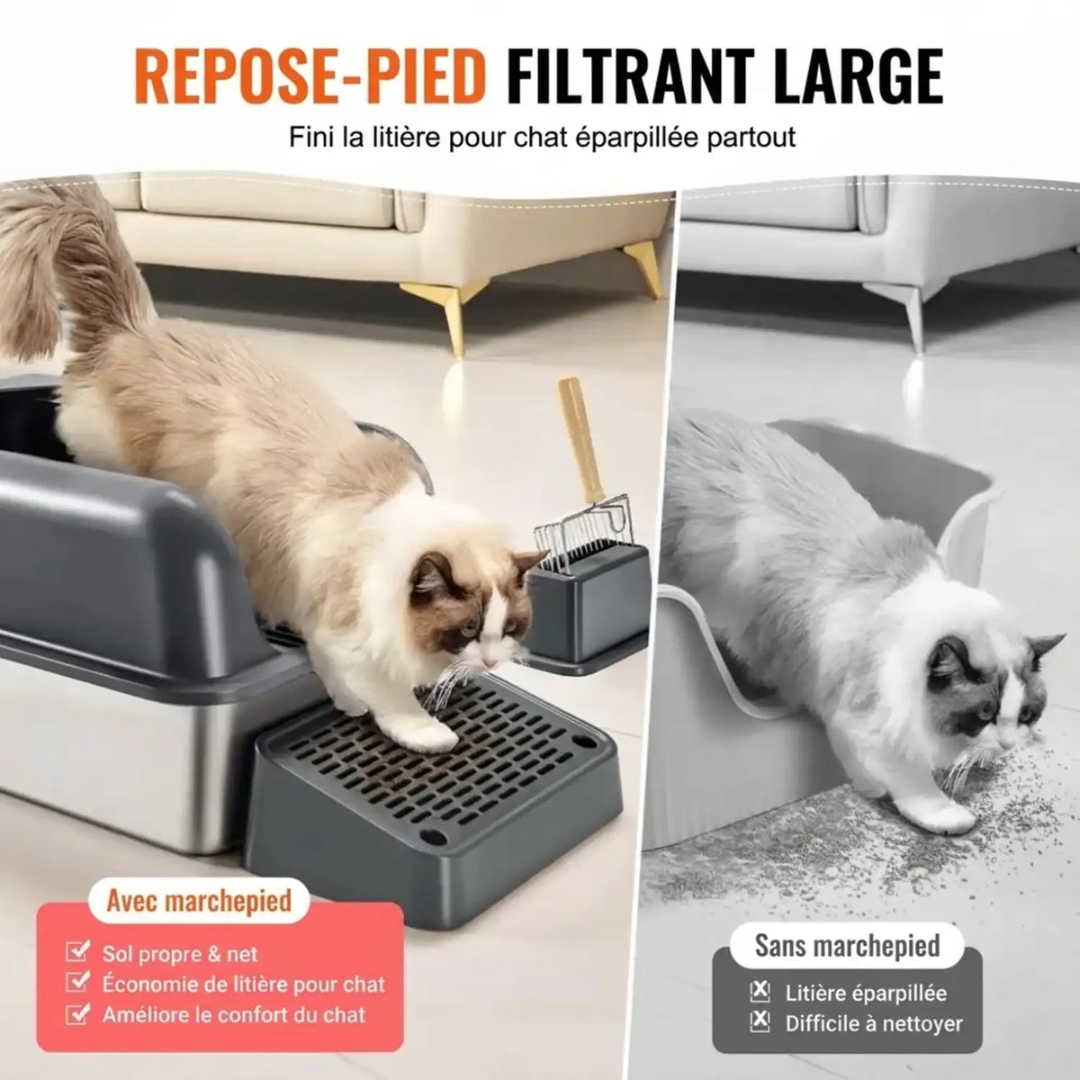 Bac a litiere à Chat  XL inox  