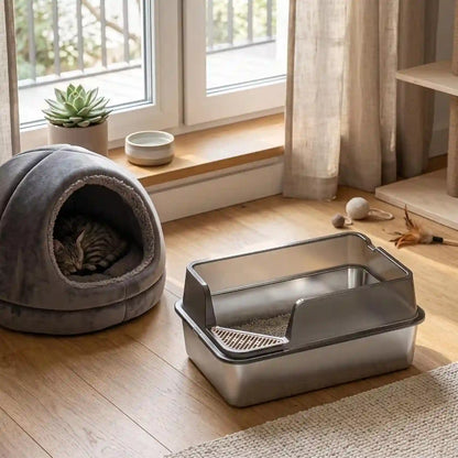 Bac a litière pour chat inox xl