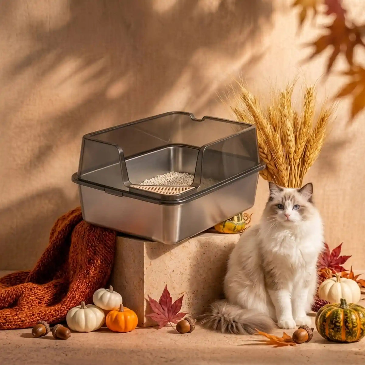 Bac a litière pour chat inox xl