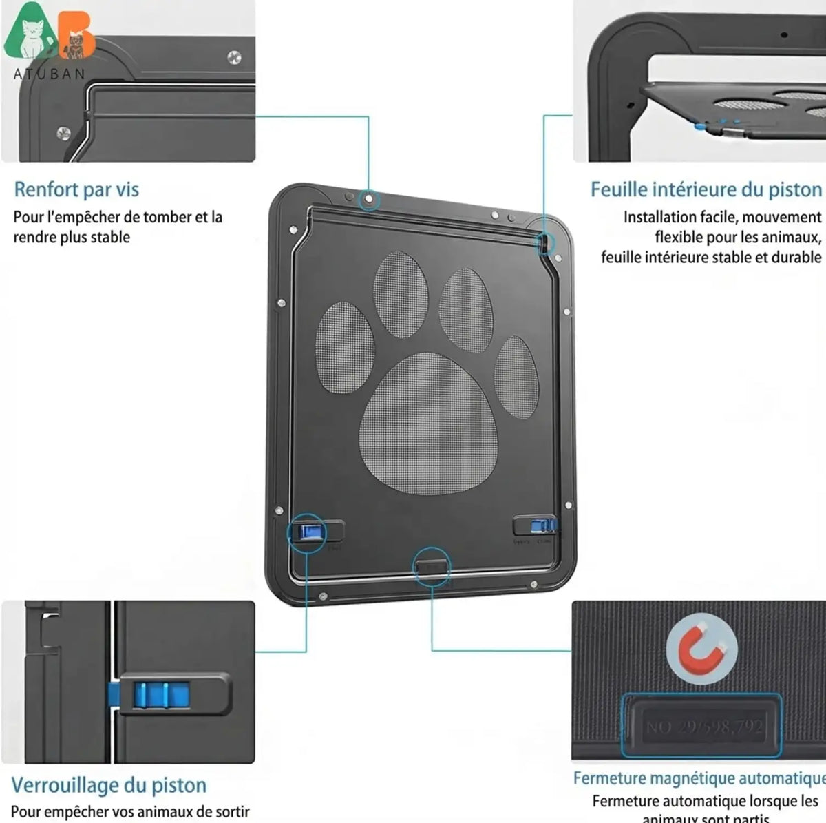 Chatiere pour Chats,Porte pour Chat 