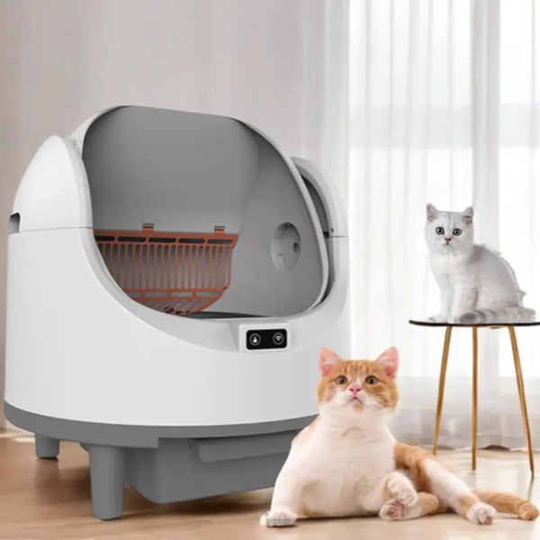 Litière automatique semi-fermée 65L entrée frontale WiFi anti-odeur blanc - Litièrecat