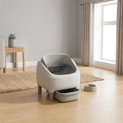 Litière automatique ouverte sans couvercle WiFi pour chat anxieux - Litièrecat