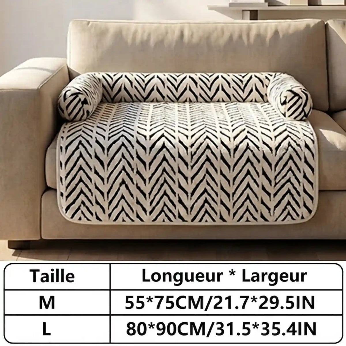Tapis Panier Chat Zébré – Rebords Surélevés, Protège Canapé