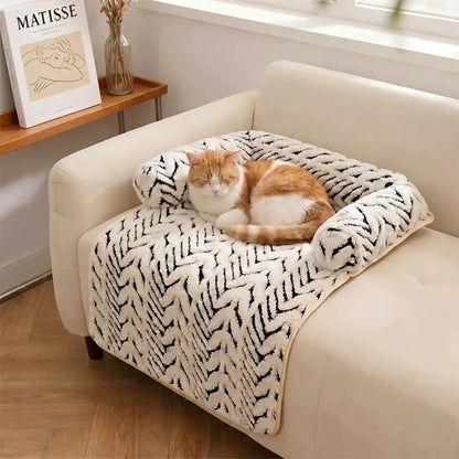 Tapis Panier Chat Zébré – Rebords Surélevés, Protège Canapé