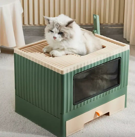 Bac à litière XL tiroir extractible fermé anti-odeur pour chat - Litièrecat