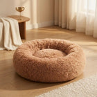 Panier Chat Rond Douillet Peluche – Antidérapant, 4 Tailles