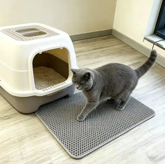 Tapis litière waterproof double couche anti-projection antidérapant chat - Litièrecat